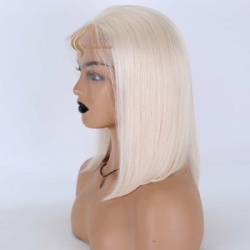 13x6 white color bob wig transparent  lace front wig for women