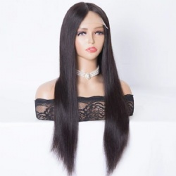 hand tied full lace wig with natural black color european virgin human hair wig