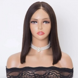 hd lace front wig with straight hair  natural blace color bob wig