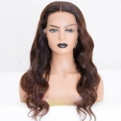 dark brown balayage color hd lace front wig with wave curly hair