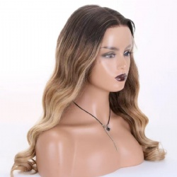 HD lace front wig with wave hair brown lace virgin hair wig