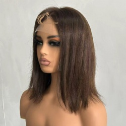 Jewish wig with single knot 3# color HD lace front wig for women